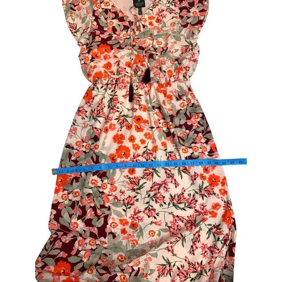 Adrianna Papell Size 2 Floral Full Length Maxi Dress Keyhole Neck Tasseled - Picture 9 of 12